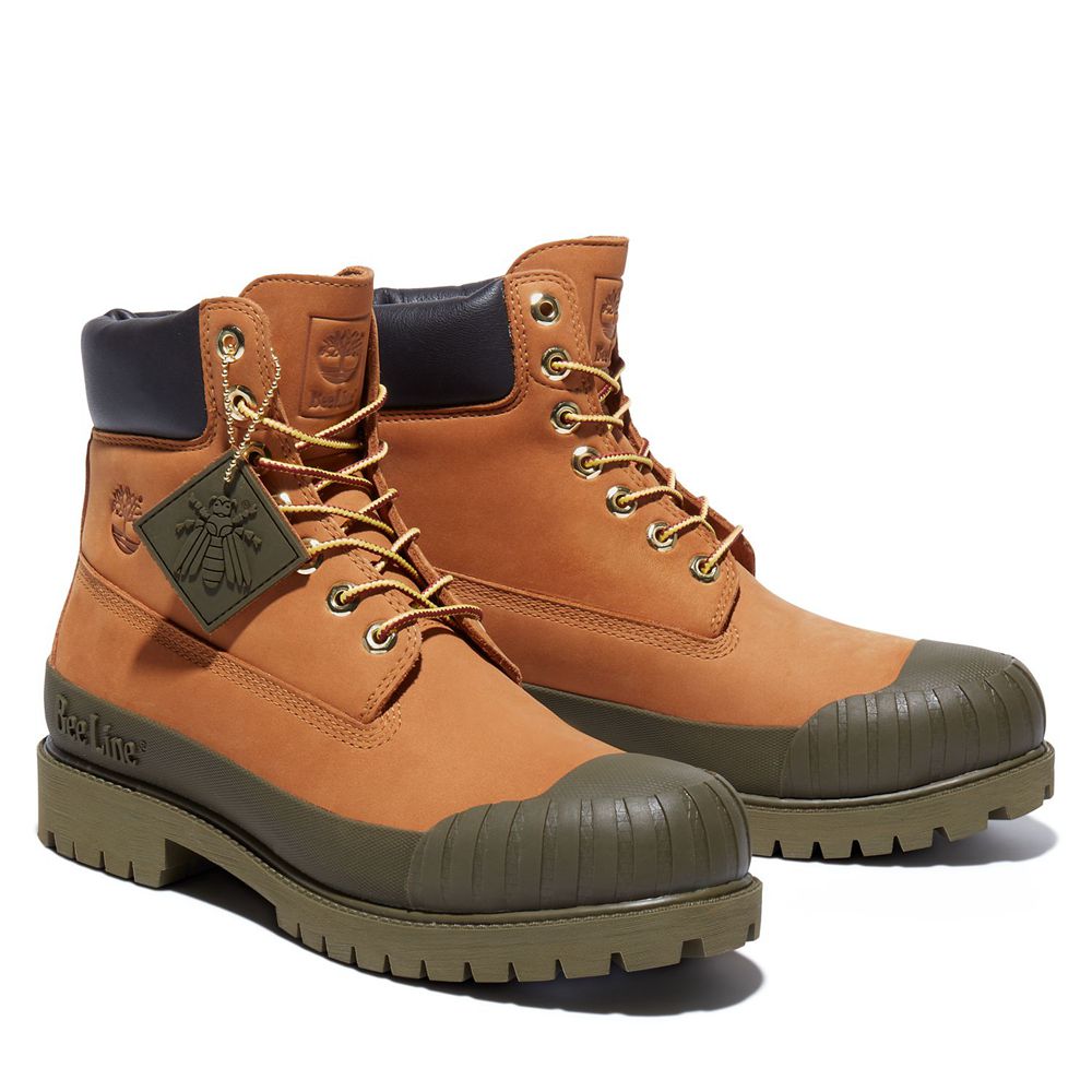 Timberland Mens 6-Inch Boots Bee Line x Waterproof Rubber Toe - Brown - India GC6314527